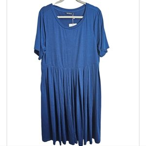Bloomchic Plus Size Navy Pleated Midi Dress